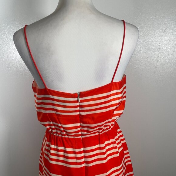 J.CREW Shift Dress Womens Size 4 Orange Striped Blouson Spaghetti Strap Back Zip - Picture 10 of 15